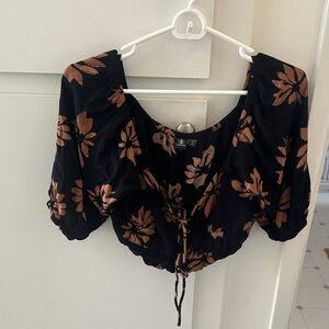 Volcom Black and Brown Floral Blouse